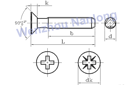 DIN 7500ME - Cross recessed countersunk head thread rolling screws